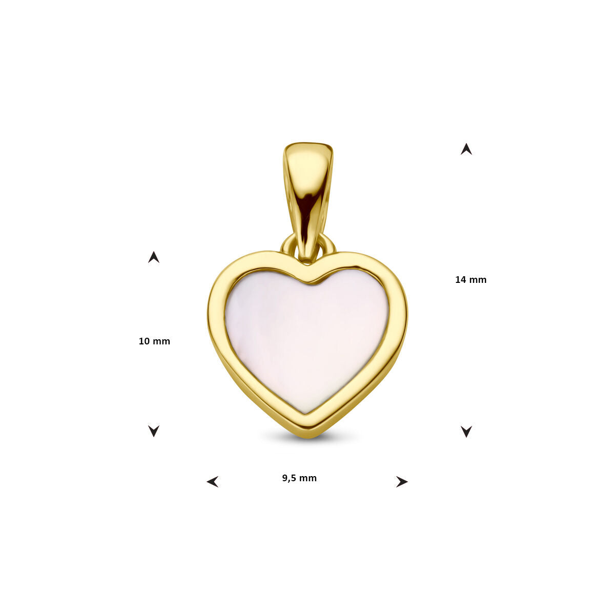 zilver verguld (geel) hanger parelmoer hart 3 micron 2103477 - PansiteNederland.nl
