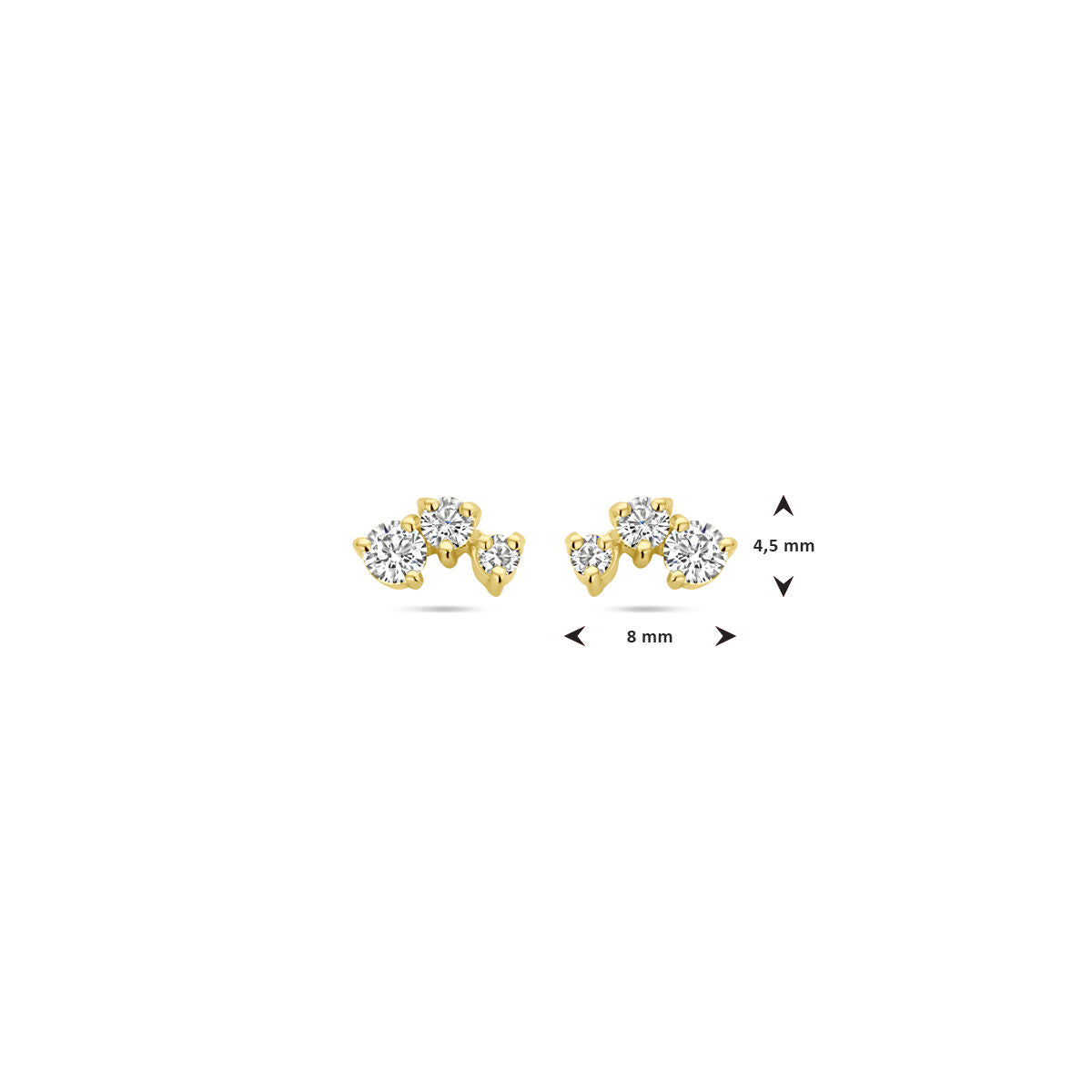 Zilver Verguld (Geel) Oorknoppen Zirkonia 1 Micron 2103486 - PansiteNederland.nl