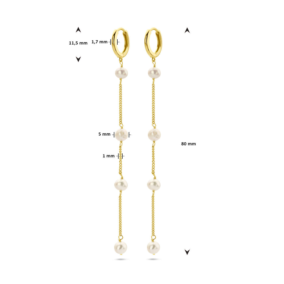 Zilver Verguld (Geel) Klapoorringen Parels 1 Micron 2103527 - PansiteNederland.nl