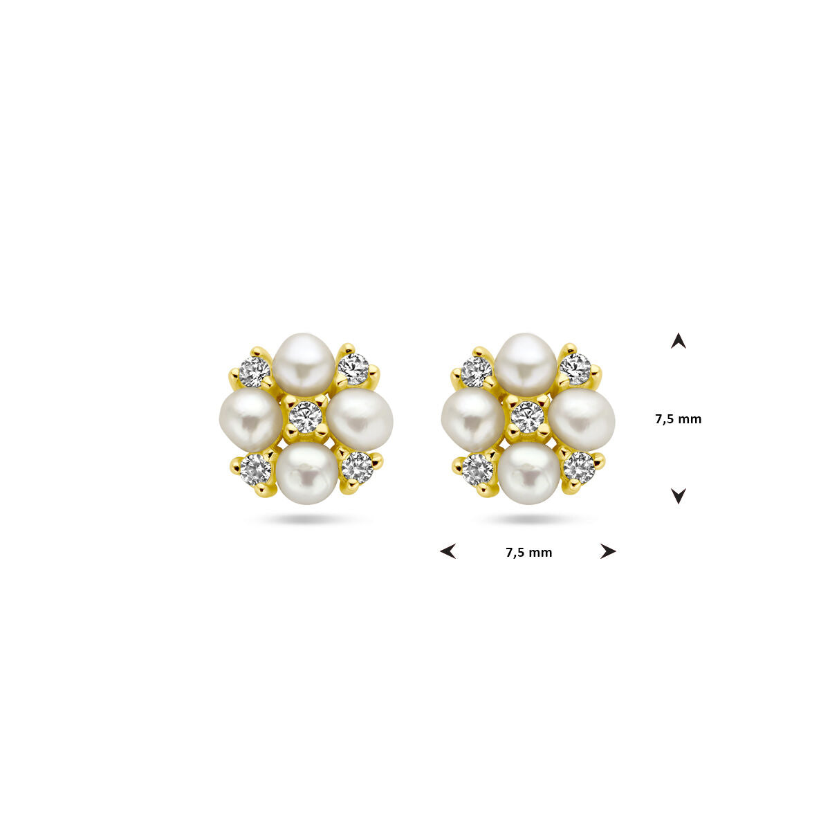 Zilver Verguld (Geel) Oorknoppen Parel En Zirkonia 1 Micron 2103530 - PansiteNederland.nl
