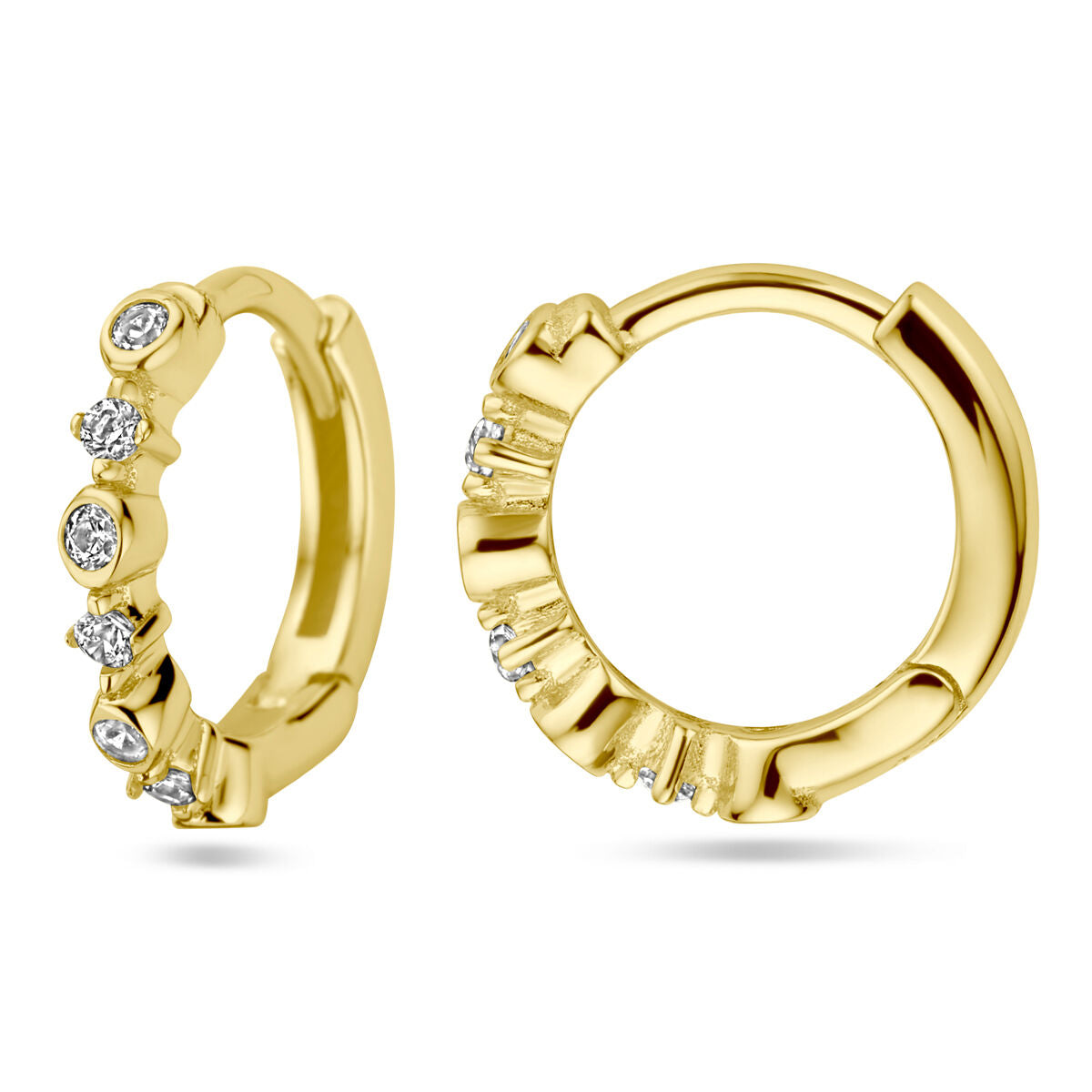 Zilver Verguld (Geel) Klapoorringen Zirkonia 1 Micron 2103538 - PansiteNederland.nl