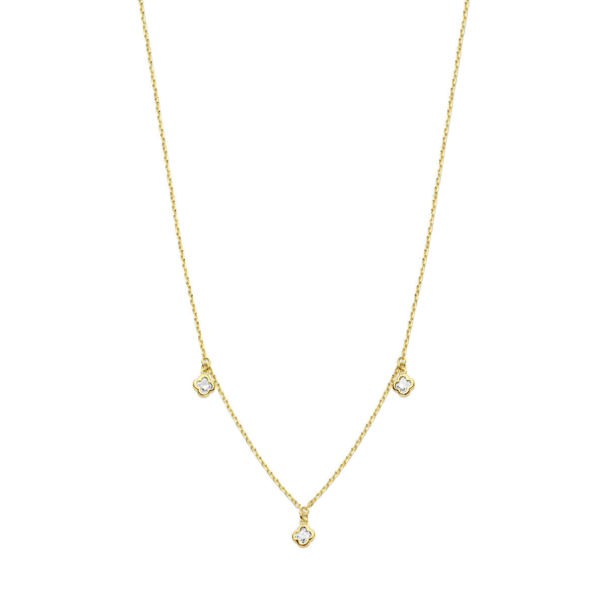 zilver verguld (geel) collier klavertjes zirkonia 41 + 4 cm 3 micron 2103587 - PansiteNederland.nl