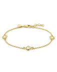 Zilver Verguld (Geel) Armband Klavertjes Zirkonia 17 + 2 Cm 3 Micron 2103588