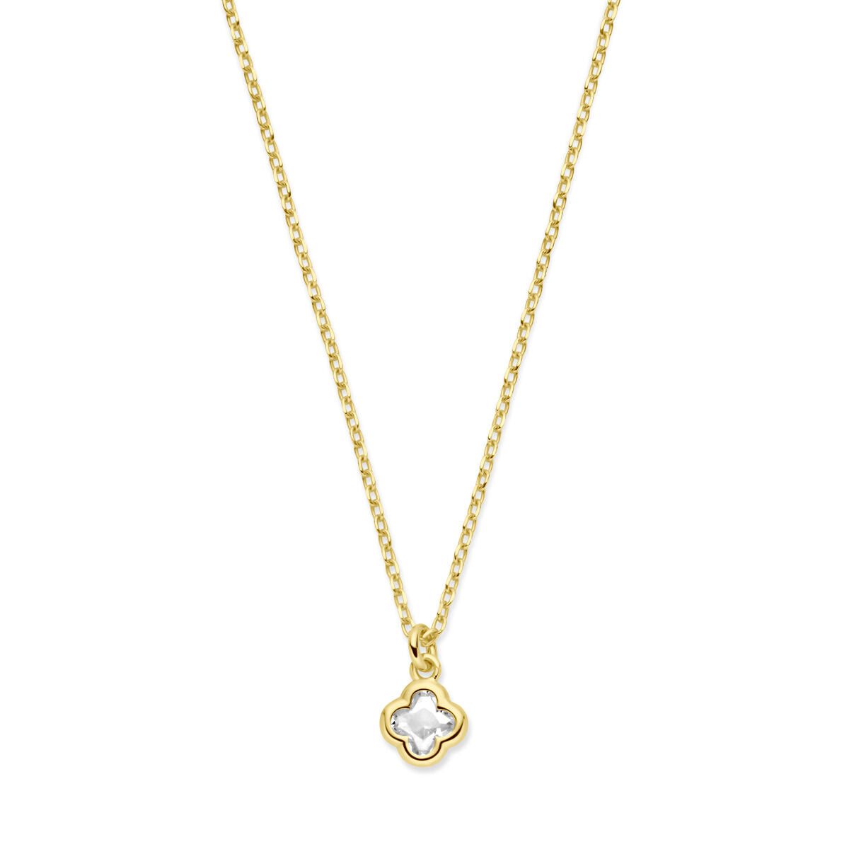 zilver verguld (geel) collier klavertje zirkonia 41 + 4 cm 3 micron 2103613 - PansiteNederland.nl