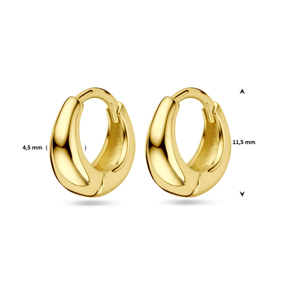 Oorbellen 11.5 mm 1 micron zilver verguld