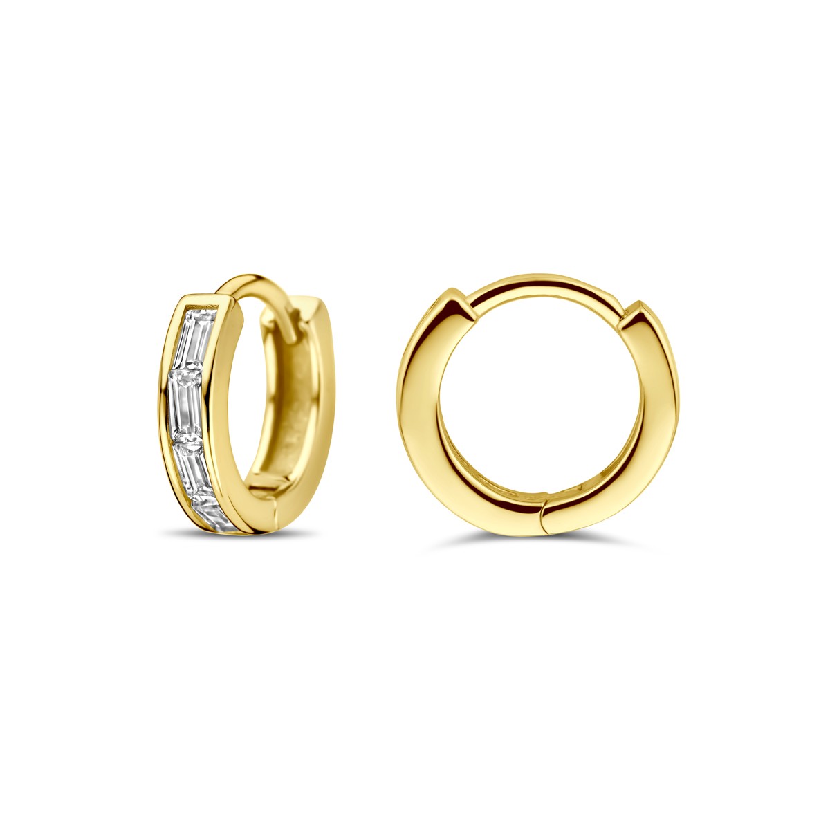 Oorbellen zirkonia 10 mm 1 micron zilver verguld