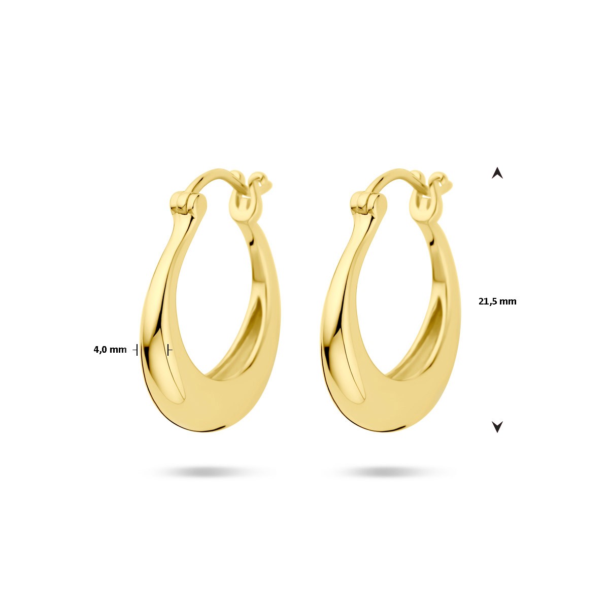 Oorbellen ronde buis 21,5 mm 1 micron zilver verguld
