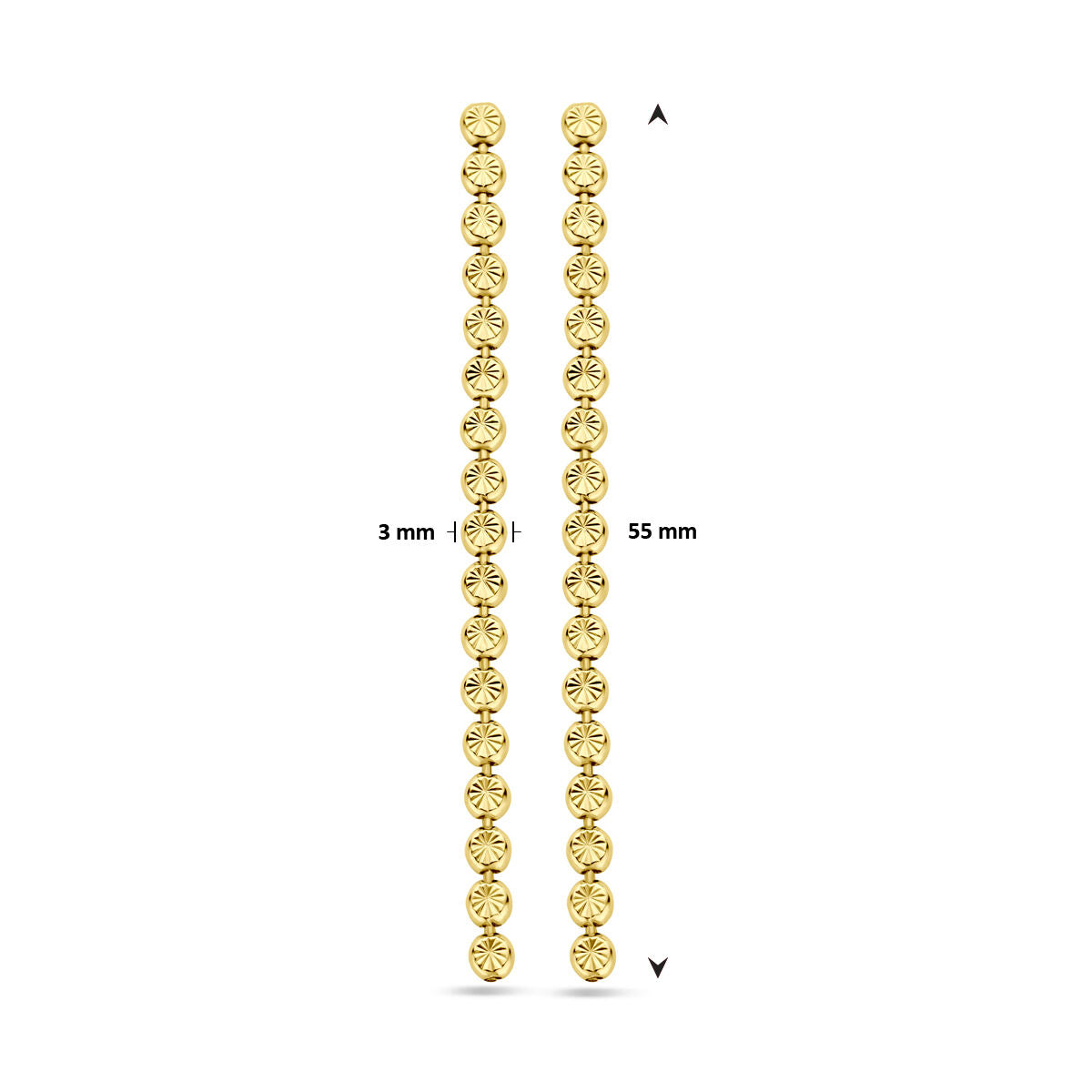 Zilver Verguld (Geel) Oorhangers Gediamanteerd 55 Mm 1 Micron 2103732 - PansiteNederland.nl