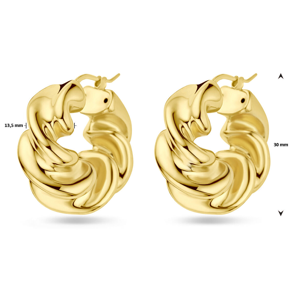 Zilver Verguld (Geel) Oorringen Gedraaid 30 Mm 1 Micron 2103747 - PansiteNederland.nl