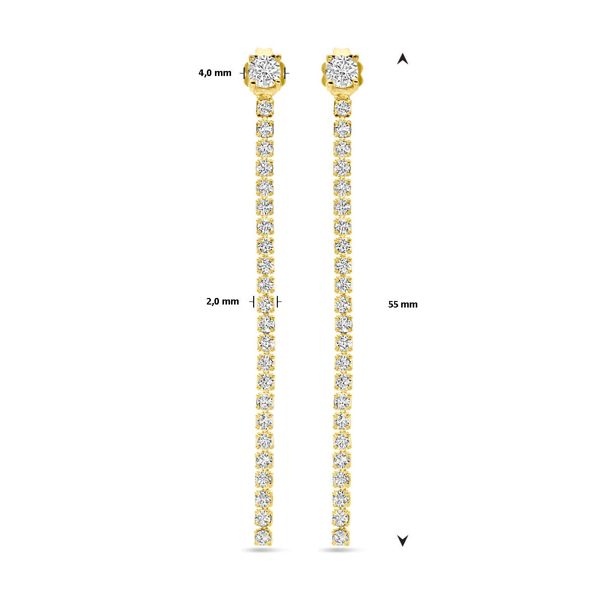 Zilver Verguld (Geel) Oorhangers Zirkonia 55 mm 1 Micron 2103788 - PansiteNederland.nl