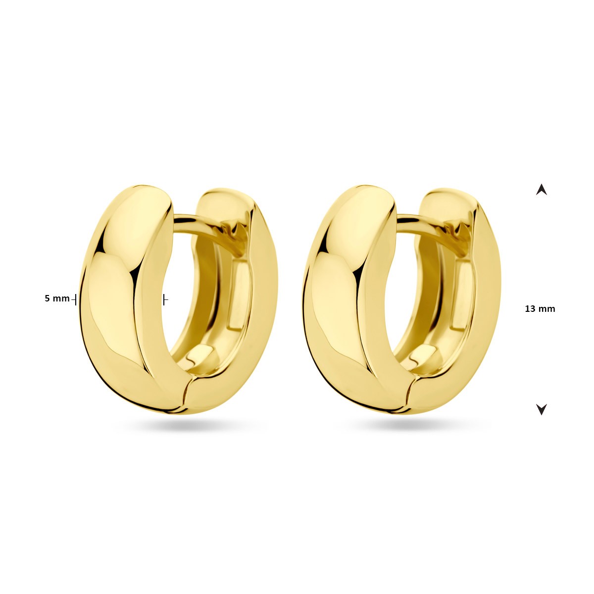 Oorbellen 13 mm 1 micron zilver verguld