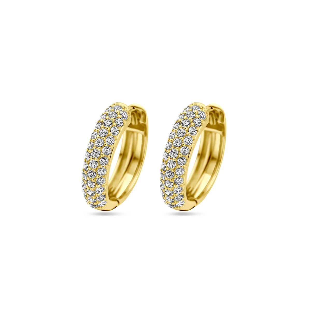 Zilver Verguld (Geel) Klapoorringen Zirkonia 15,5 Mm 1 Micron 2103796 - PansiteNederland.nl
