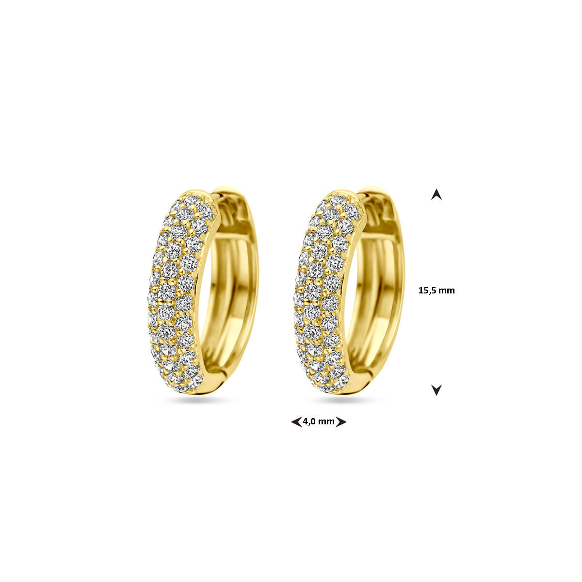 Zilver Verguld (Geel) Klapoorringen Zirkonia 15,5 Mm 1 Micron 2103796 - PansiteNederland.nl