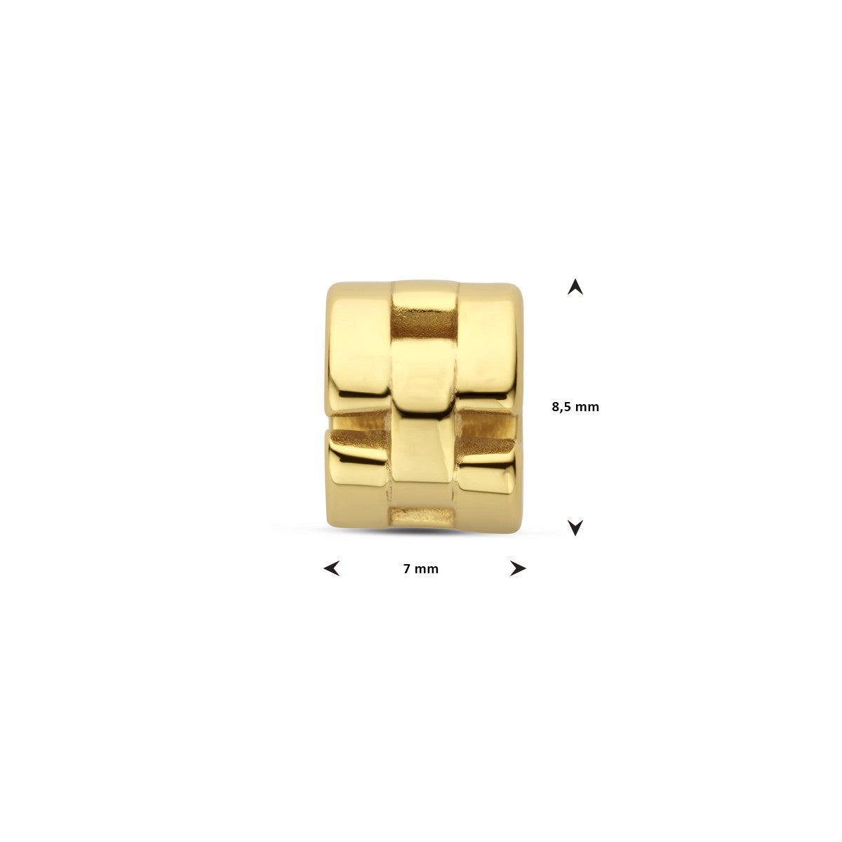 Rondel schakelmotief 8,5 mm 3 micron zilver verguld