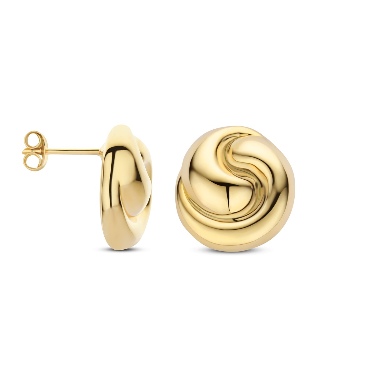 Oorbellen knoop 18 mm zilver verguld