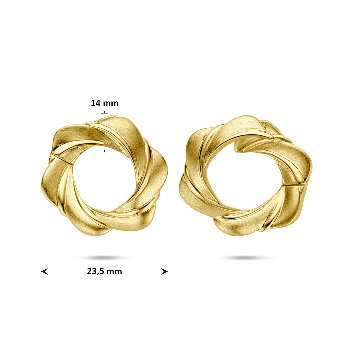 Oorbellen poli/mat 23,5 mm 1 micron zilver verguld