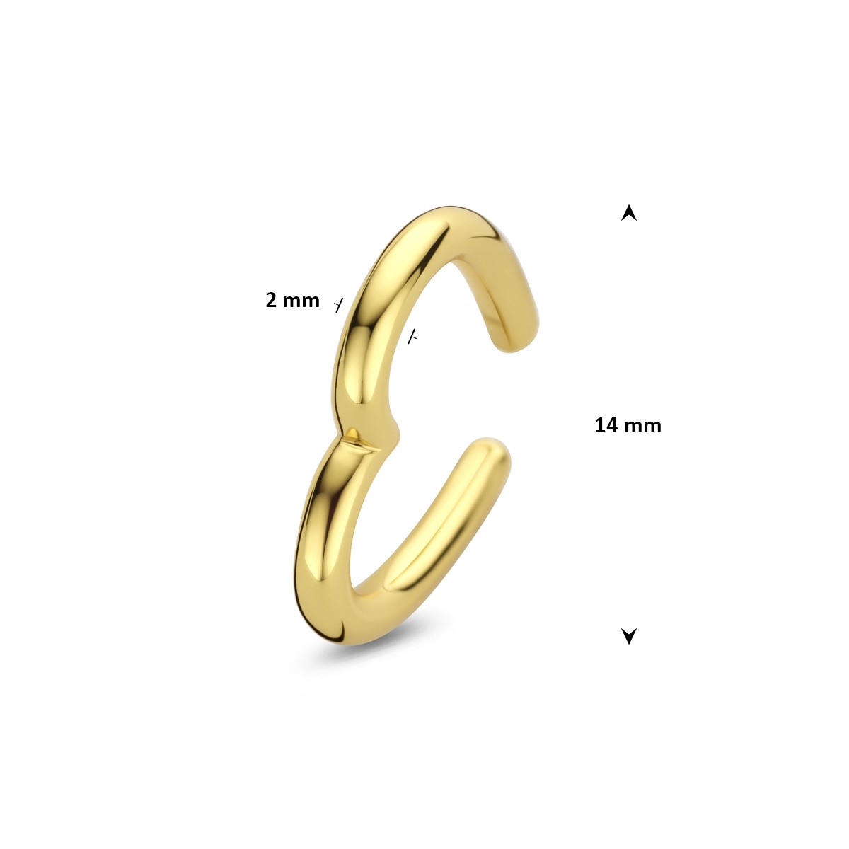 Ear cuff hartje 14 mm 1 micron zilver verguld