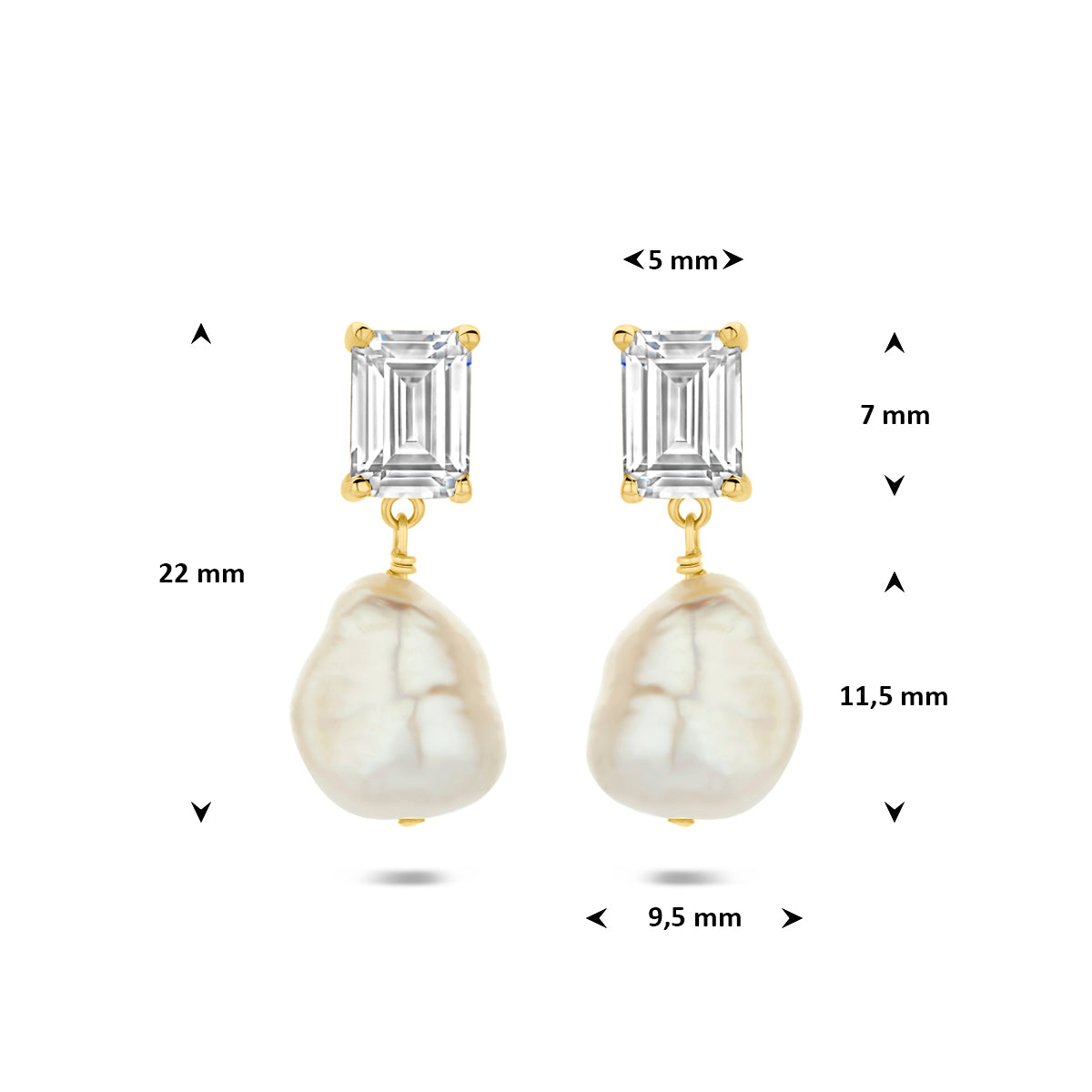 Fantasy Collection Oorhangers parel en zirkonia zilver verguld 22 mm 1 micron - afbeelding 4