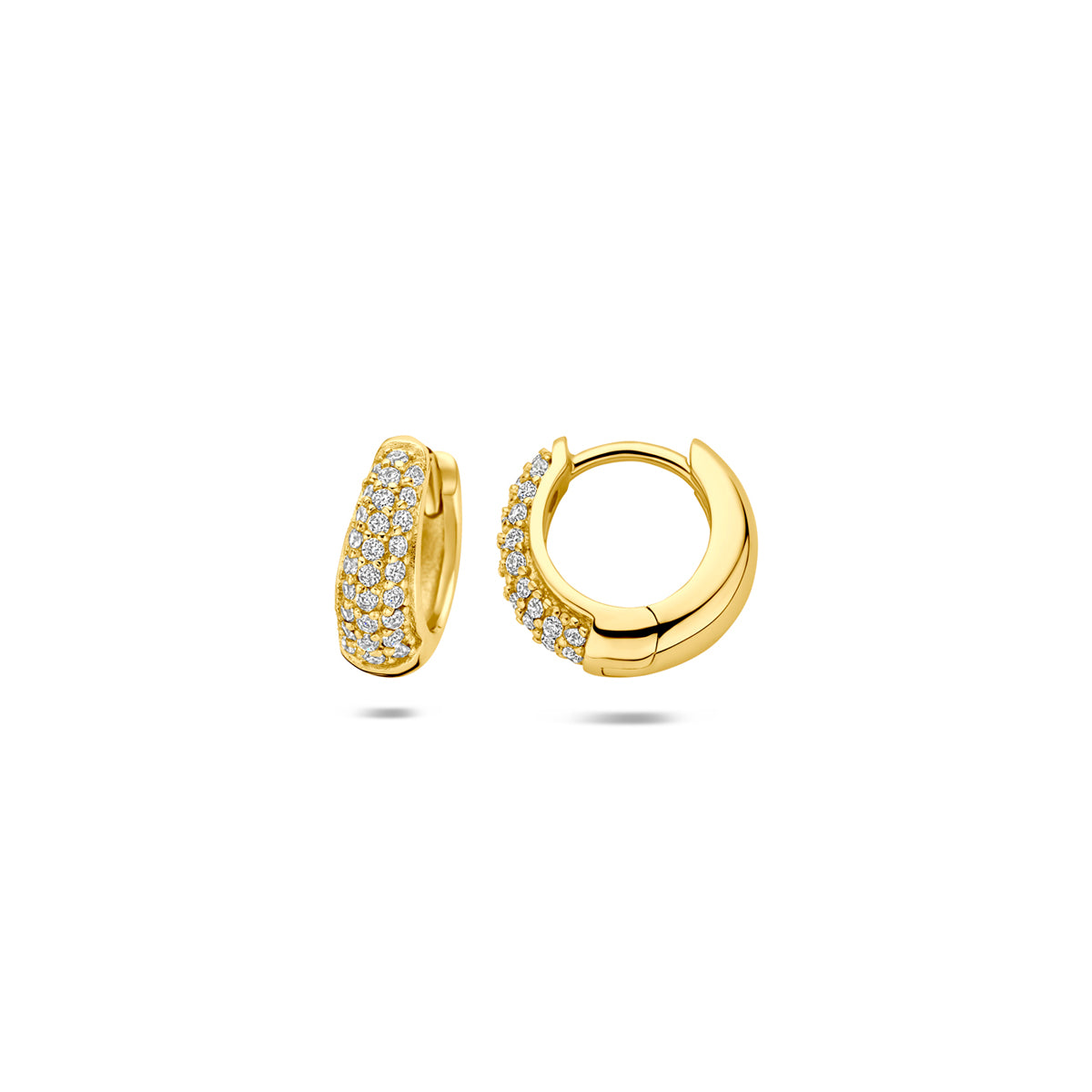 Fantasy Collection Klapoorringen zirkonia buis zilver verguld 4 mm 1 micron - afbeelding 3