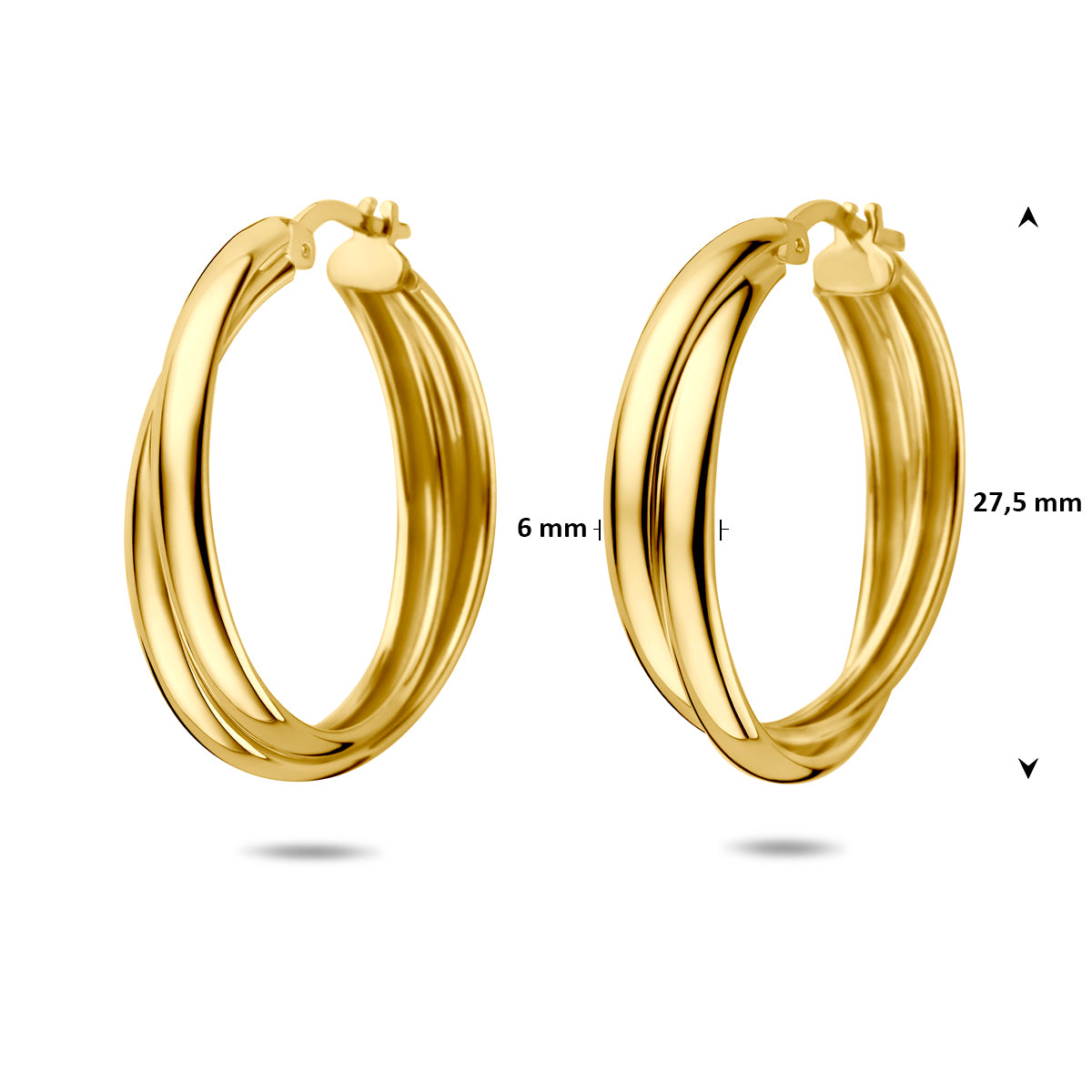 Oorringen 27,5 mm 1 micron zilver verguld