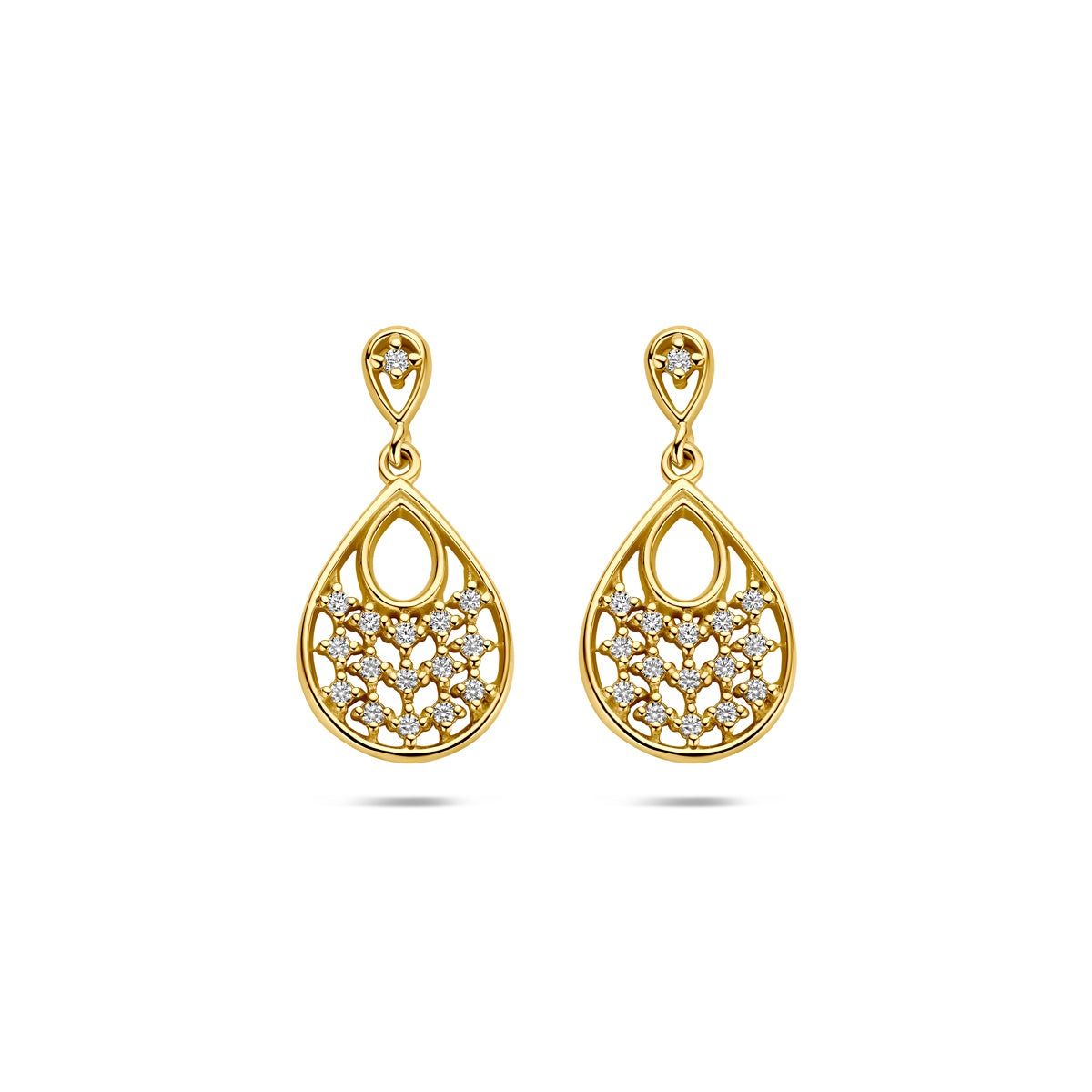 Oorhangers zirkonia 19 mm 1 micron zilver verguld