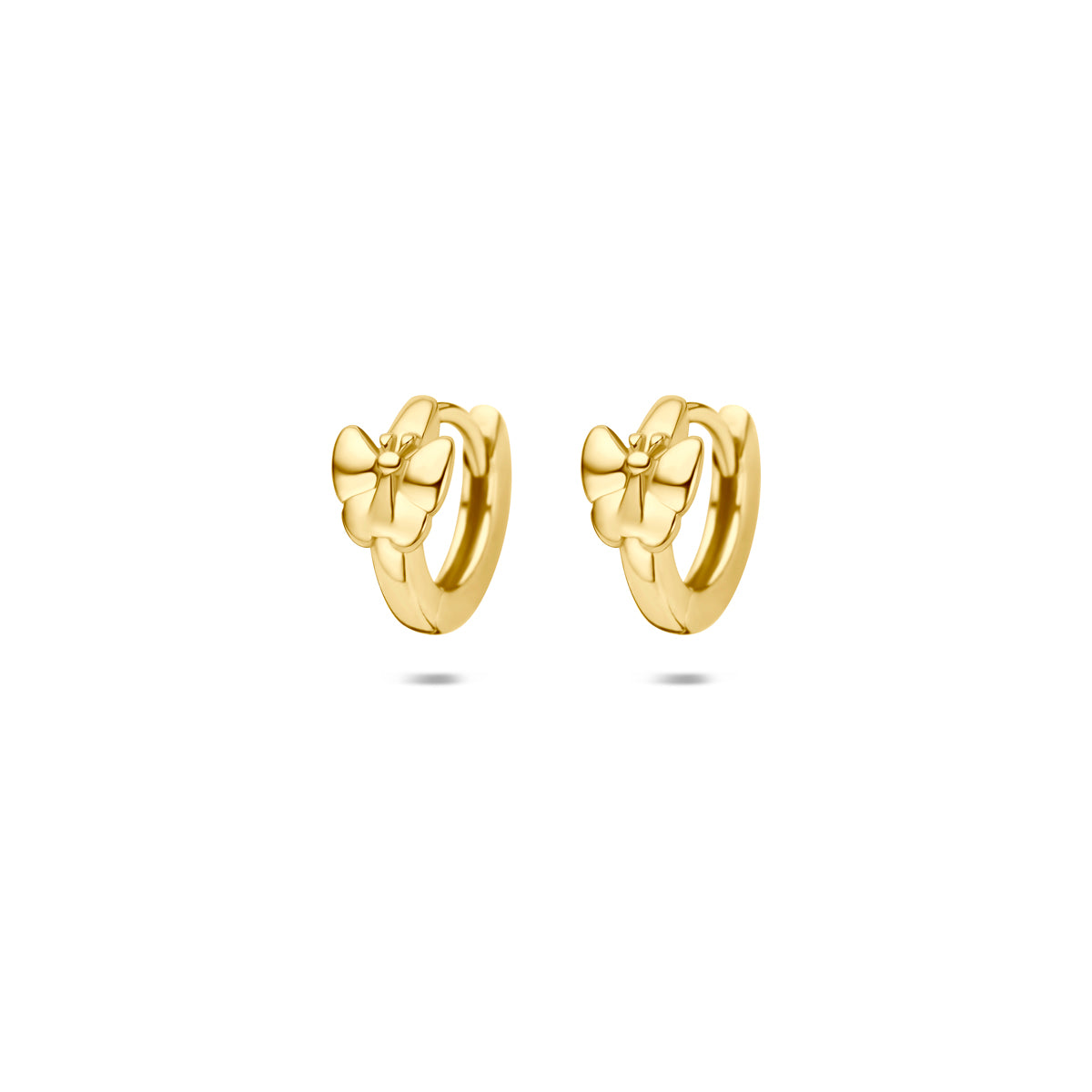 Klapoorringen vlinder 10 mm 1 micron zilver verguld