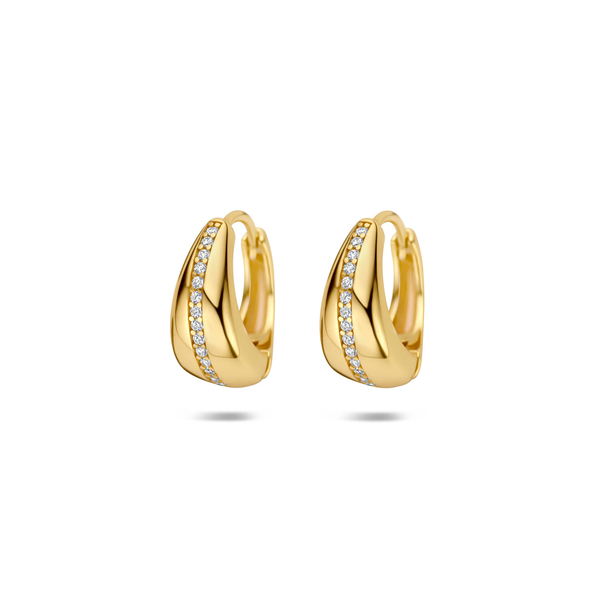 Klapoorringen zirkonia 14,5 mm 1 micron zilver verguld