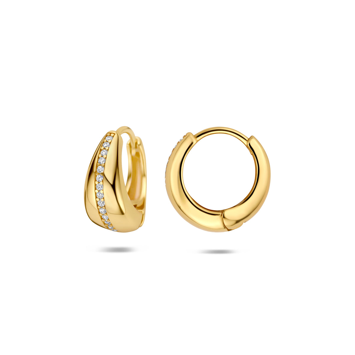 Klapoorringen zirkonia 14,5 mm 1 micron zilver verguld