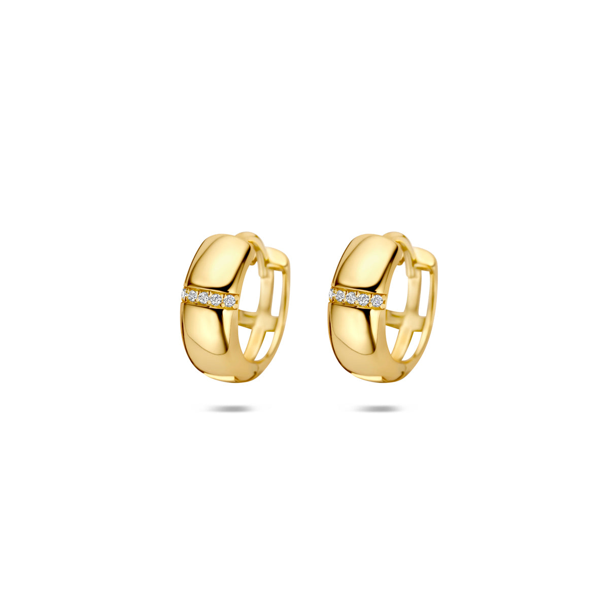 Klapoorringen zirkonia 13 mm 1 micron zilver verguld