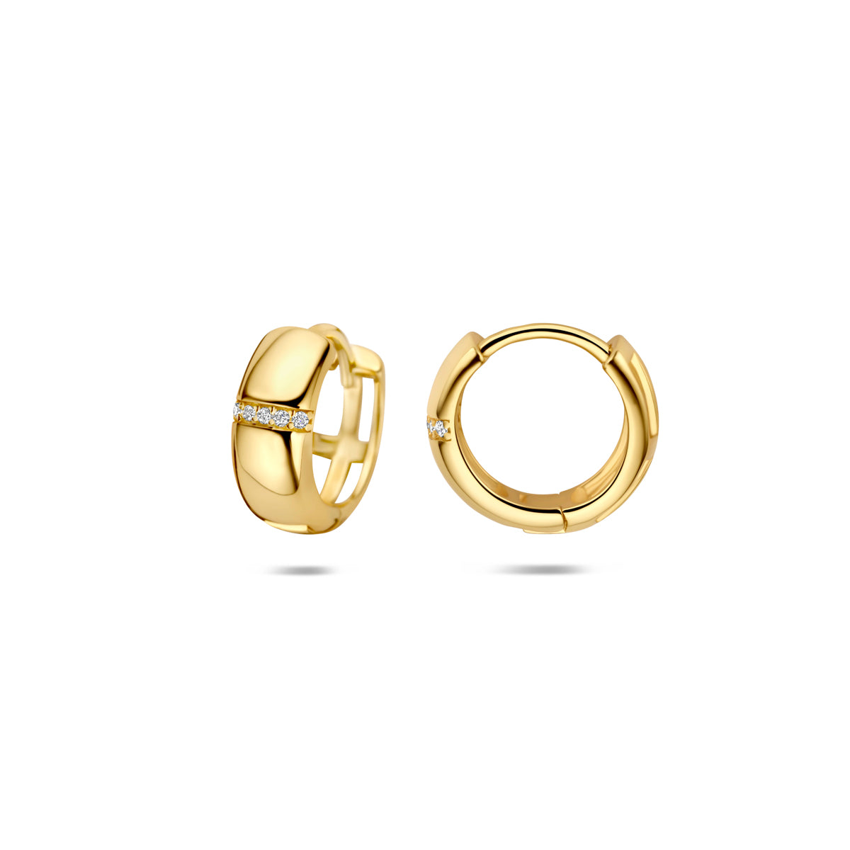 Klapoorringen zirkonia 13 mm 1 micron zilver verguld