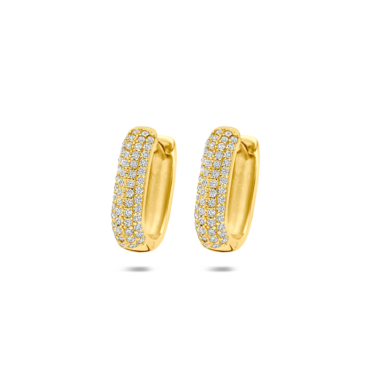 Fantasy Collection Klapoorringen zirkonia buis zilver verguld 4 mm 1 micron