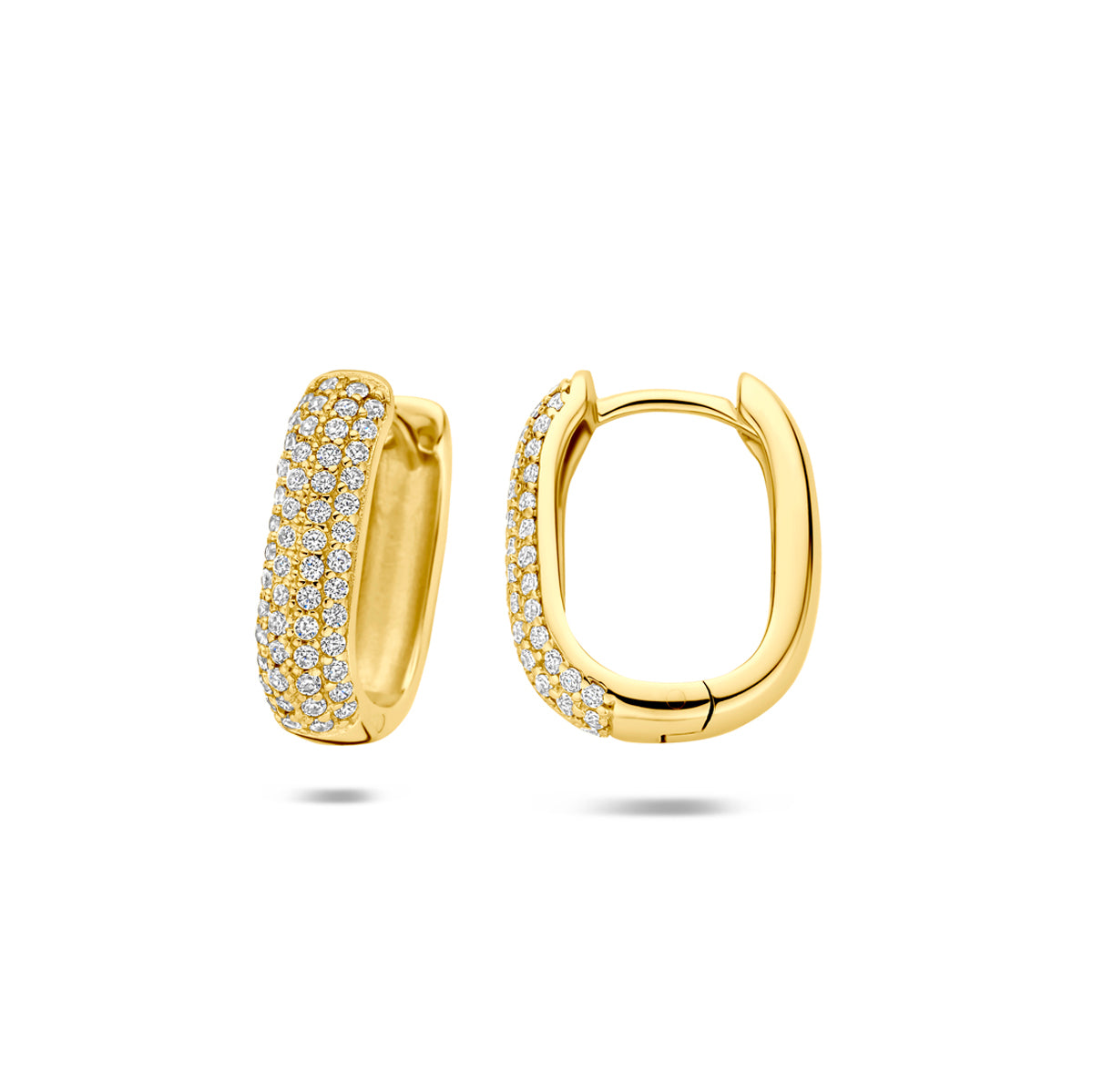 Fantasy Collection Klapoorringen zirkonia buis zilver verguld 4 mm 1 micron - afbeelding 3