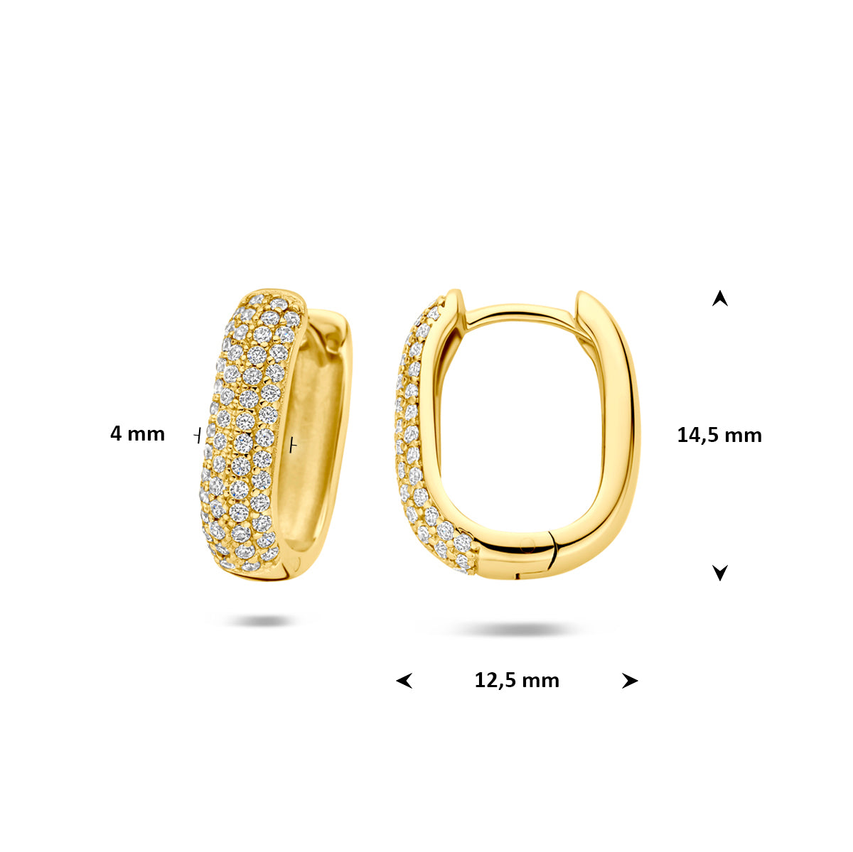 Fantasy Collection Klapoorringen zirkonia buis zilver verguld 4 mm 1 micron - afbeelding 4