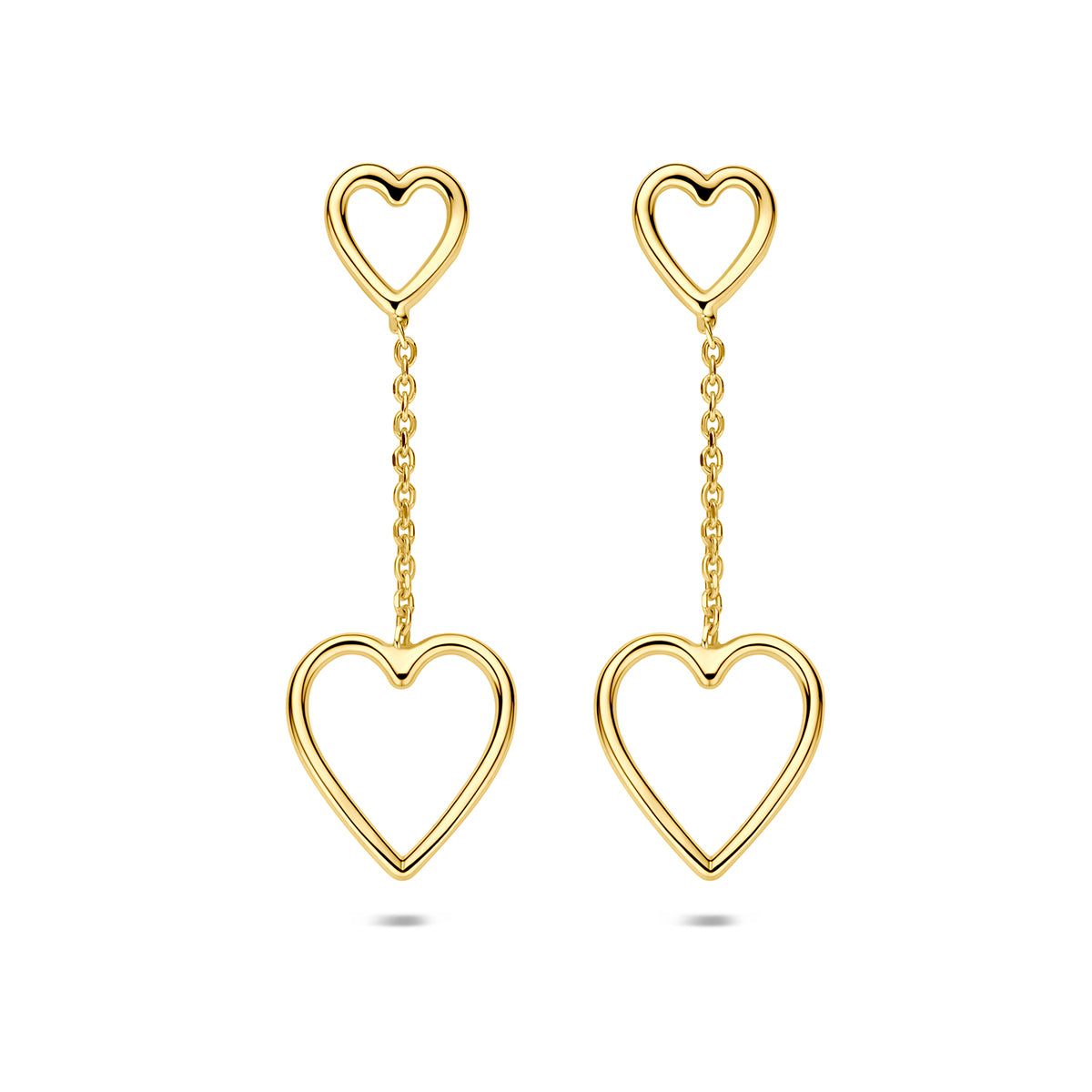 Oorhangers hartjes 35,5 mm 1 micron zilver verguld