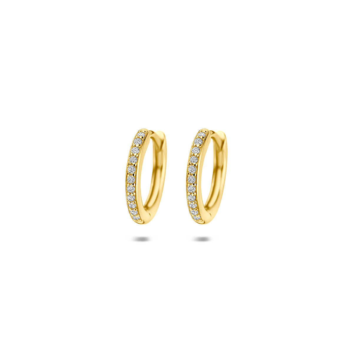 Fantasy Collection Klapoorringen zirkonia zilver verguld 12,5 mm 1 micron