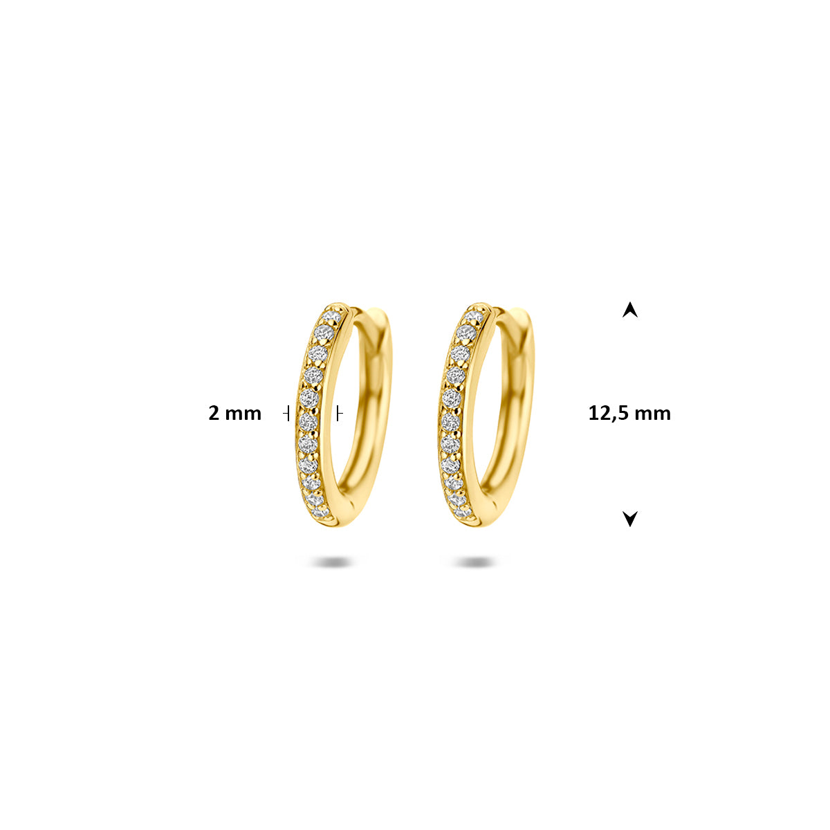 Fantasy Collection Klapoorringen zirkonia zilver verguld 12,5 mm 1 micron - afbeelding 4