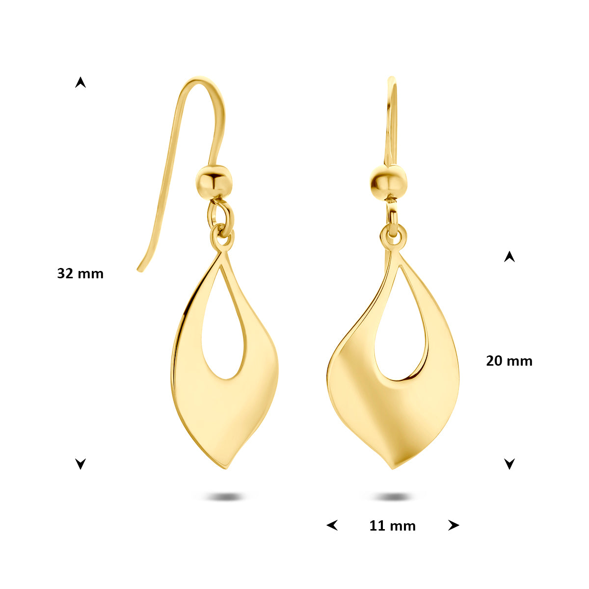 Fantasy Collection Oorhangers franse haak zilver verguld 20 mm 1 micron - afbeelding 4