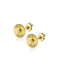 ZINZI Gold 14 krt gouden oorstekers rond met zonnestralen en witte zirkonia ZGO542 6mm (zonder collier)