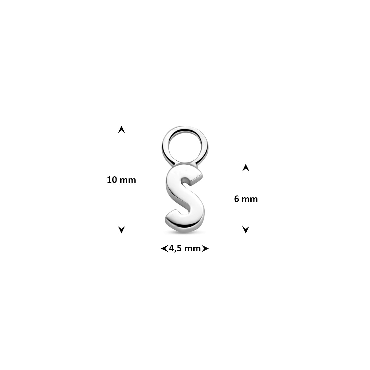 Oorringhanger letter S 6 mm zilver #Letter_S