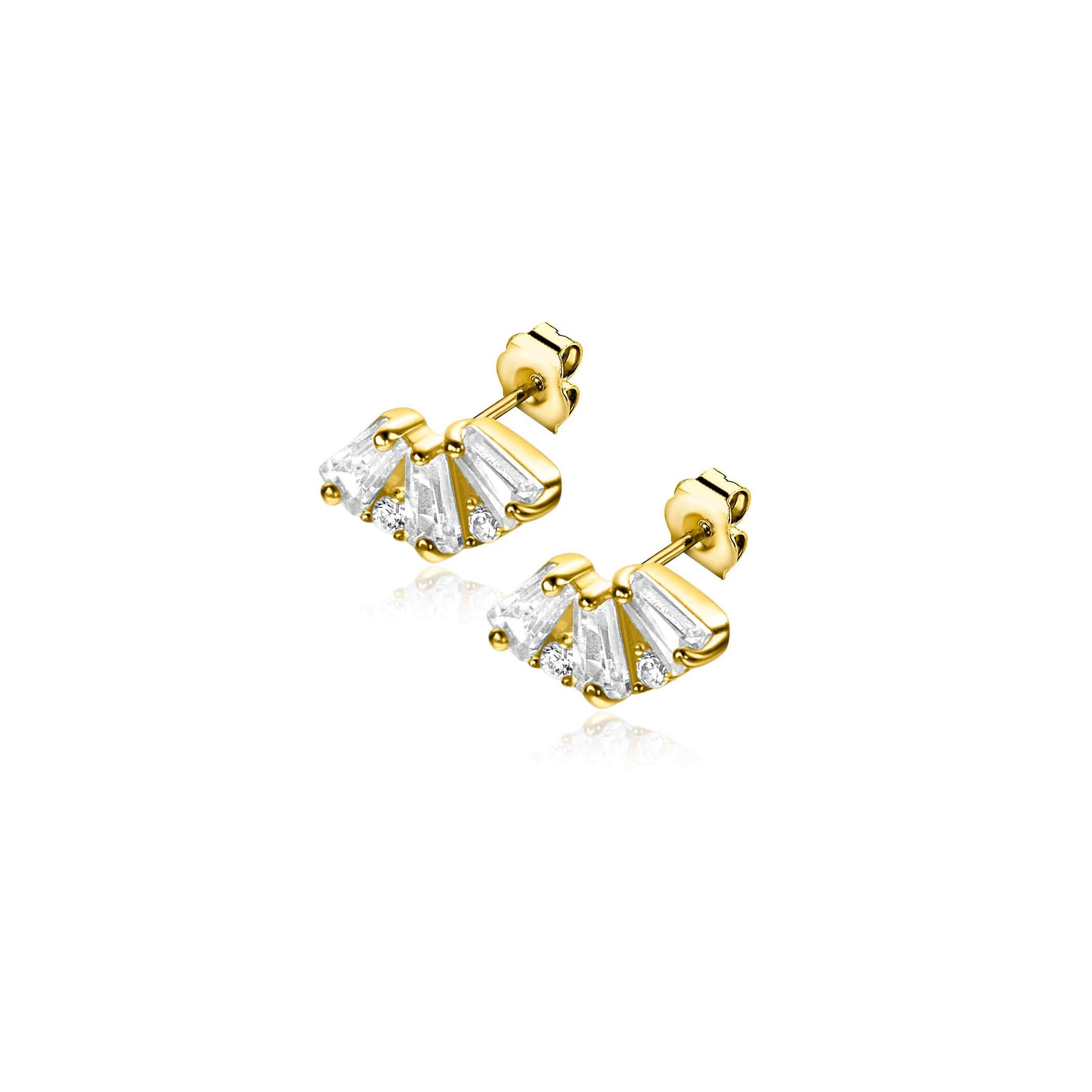 ZINZI 14K Gouden Oorknoppen met Witte Zirkonia ZGO520 oorbellen