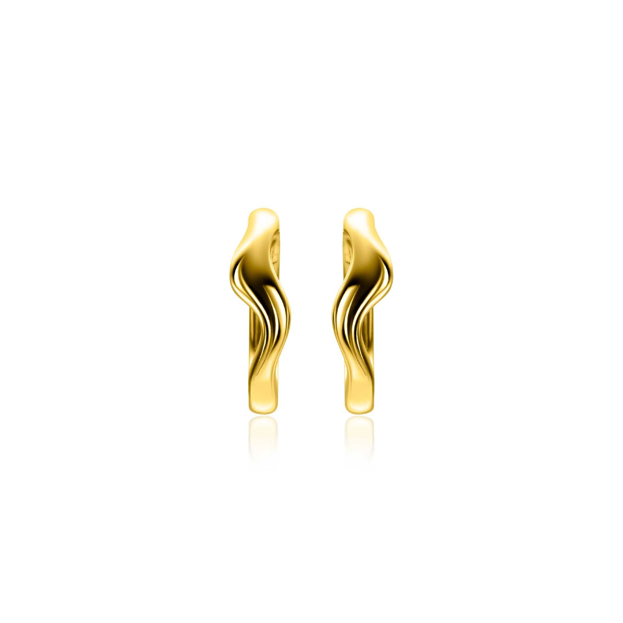 Zinzi 15mm gold plated zilveren oorringen organisch gevormd met luxe klapsluiting ZIO2627G - PansiteNederland.nl