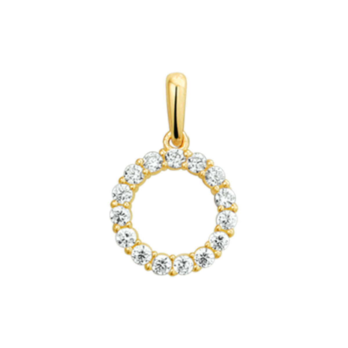14K geelgoud hanger rondje zirkonia 4018675 - PansiteNederland.nl