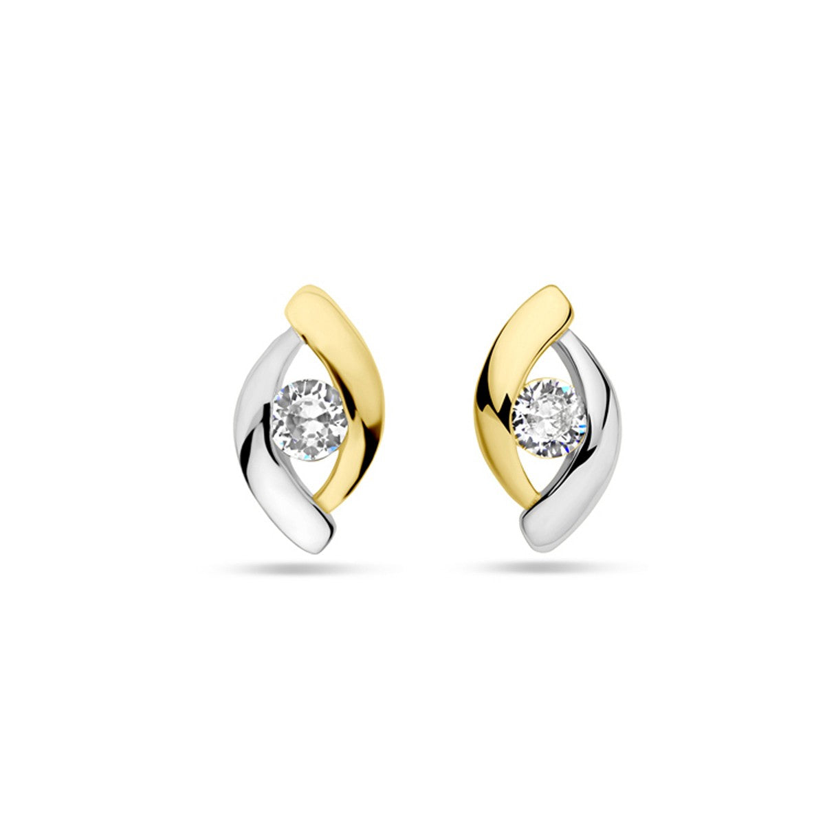 Zilver Verguld (Geel/Rhodium) Oorknoppen Zirkonia 1 Micron 2200463 - PansiteNederland.nl