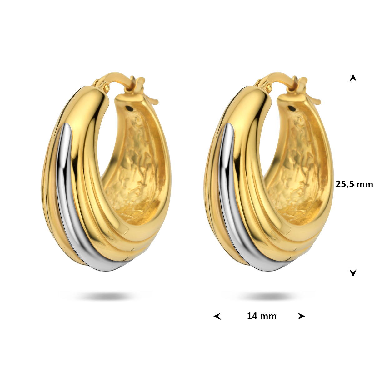 Oorringen 25,5 mm 1 micron zilver verguld 14 mm