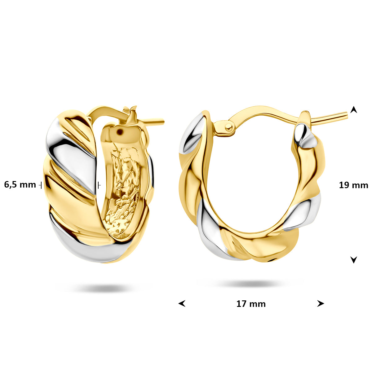 Oorringen 19 mm 1 micron zilver verguld