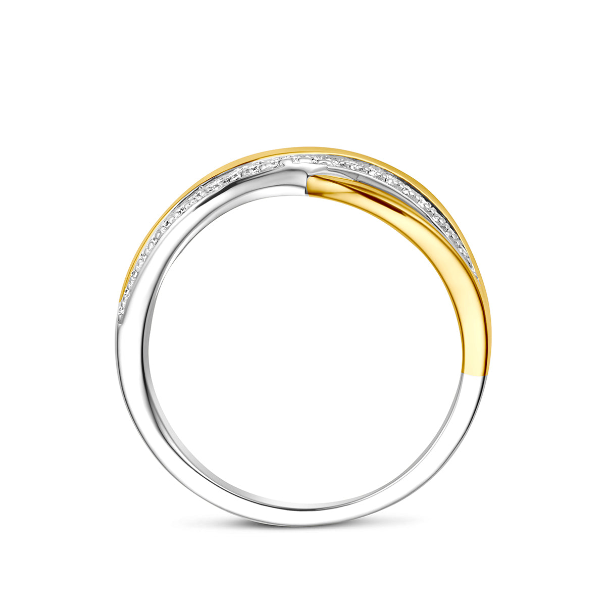 Fantasy Collection Ring zirkonia zilver verguld bicolor 3 micron - afbeelding 3