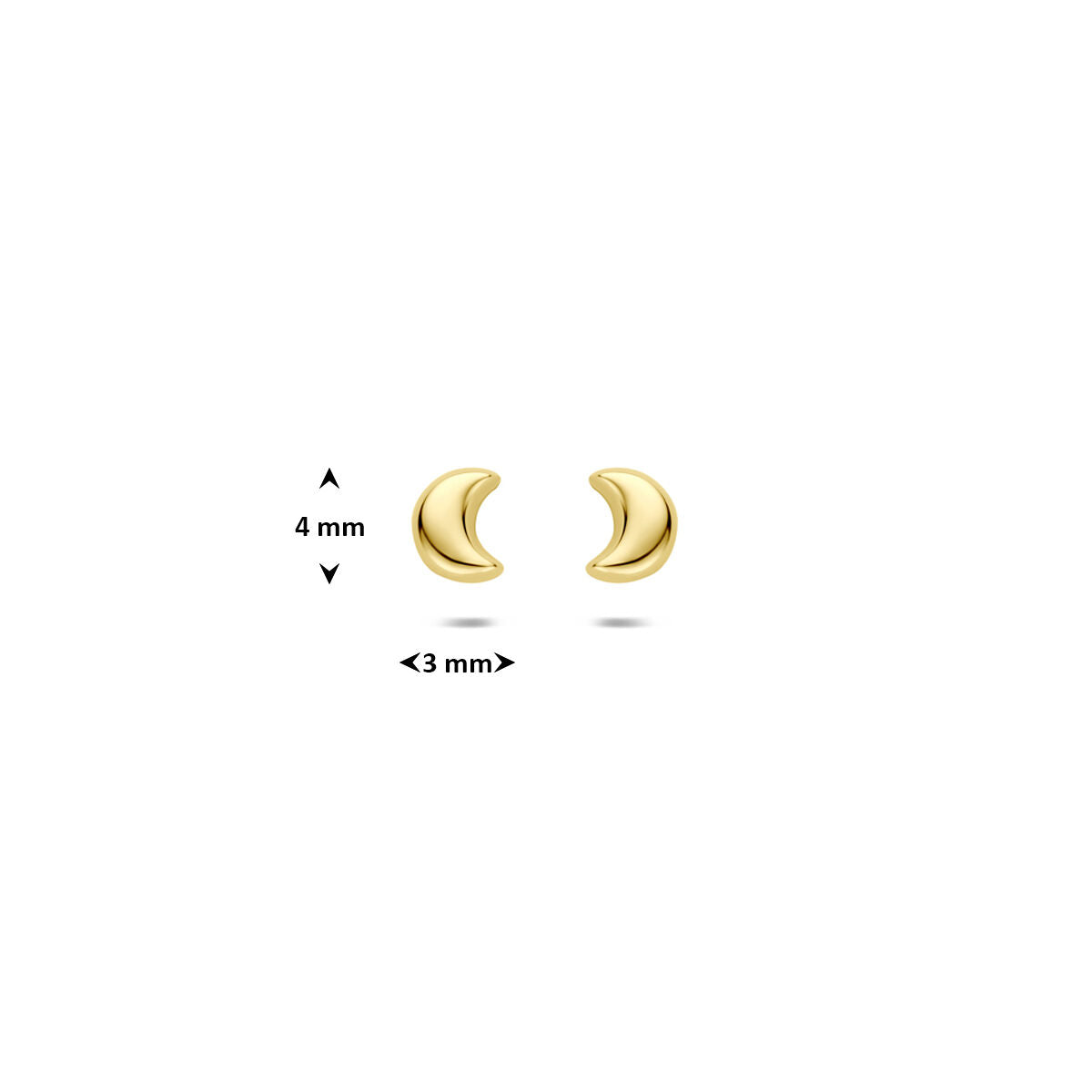 Oorknoppen maan 9K geelgoud 4 mm