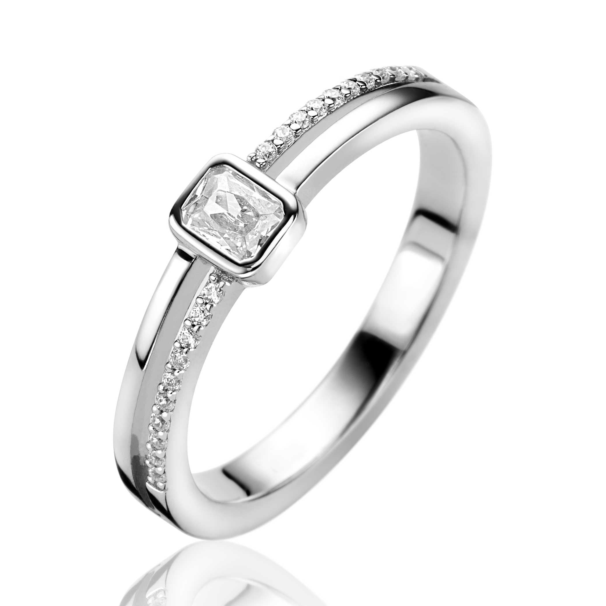ZINZI Zilveren Ring met Witte Zirkonia - ZIR2626