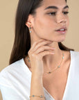 ZINZI gold plated zilveren armband met ronde en vierkante zettingen jeansblauw en witgrijs 17-20cm ZIA2526G