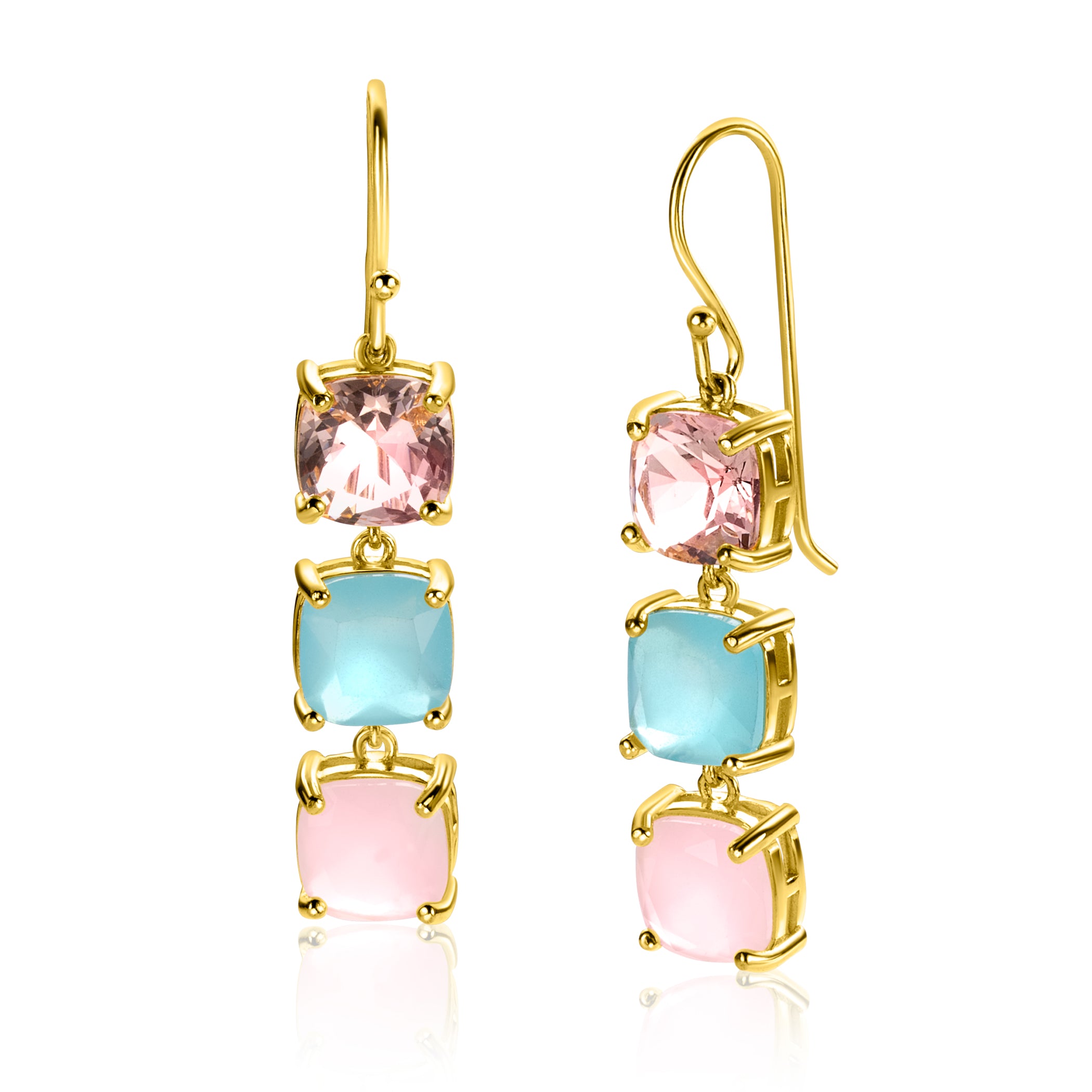 ZINZI Verguld Zilveren Oorbellen 43mm roze - ZIO2454